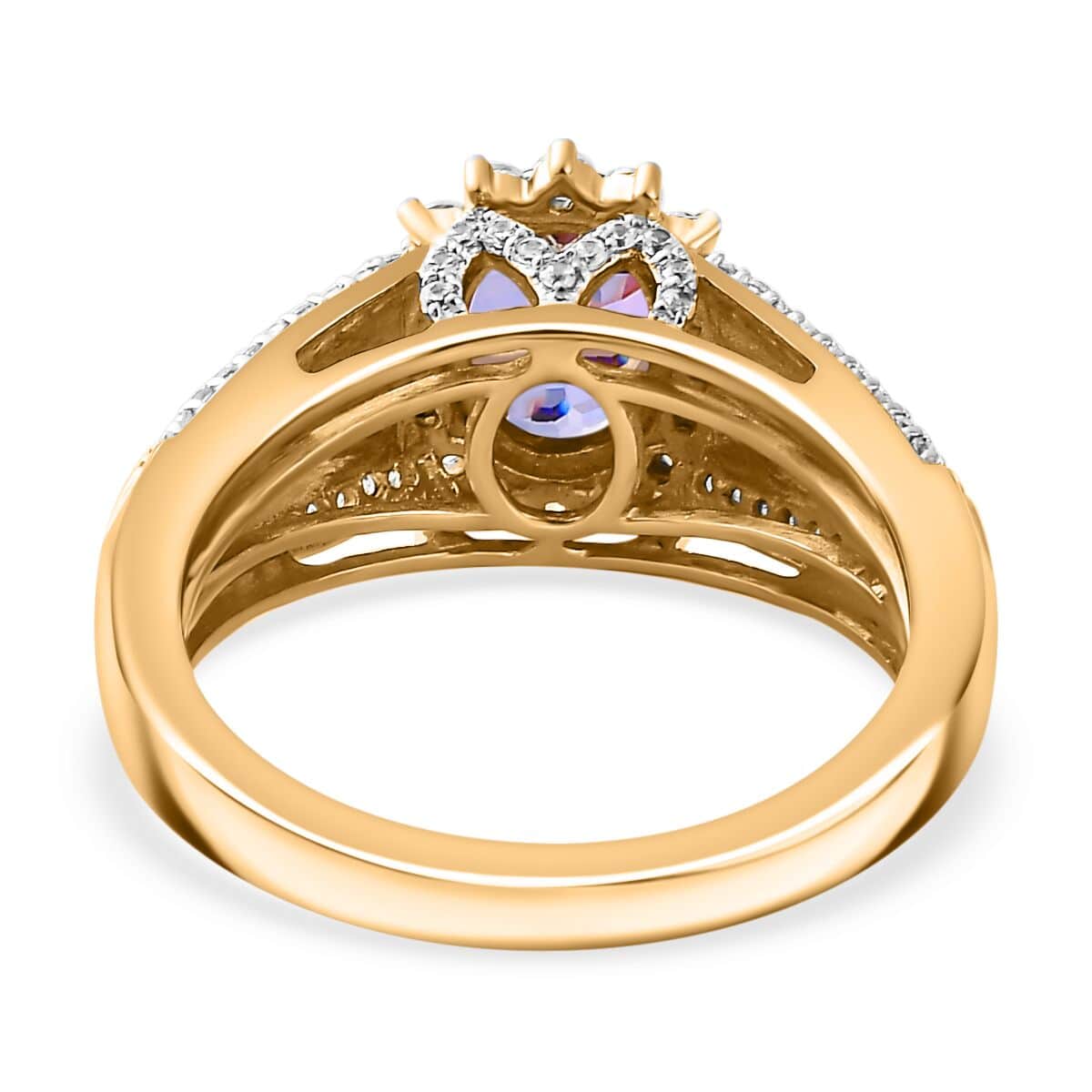 Tanzanite and White Zircon Sunburst Ring in Vermeil Yellow Gold Over Sterling Silver (Size 7.0) 2.25 ctw image number 4