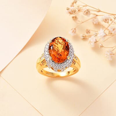 Santa Ana Madeira Citrine and Multi Gemstone 7.00 ctw Ring in 14K Vermeil Yellow Gold Over Sterling Silver (Size 7.0)