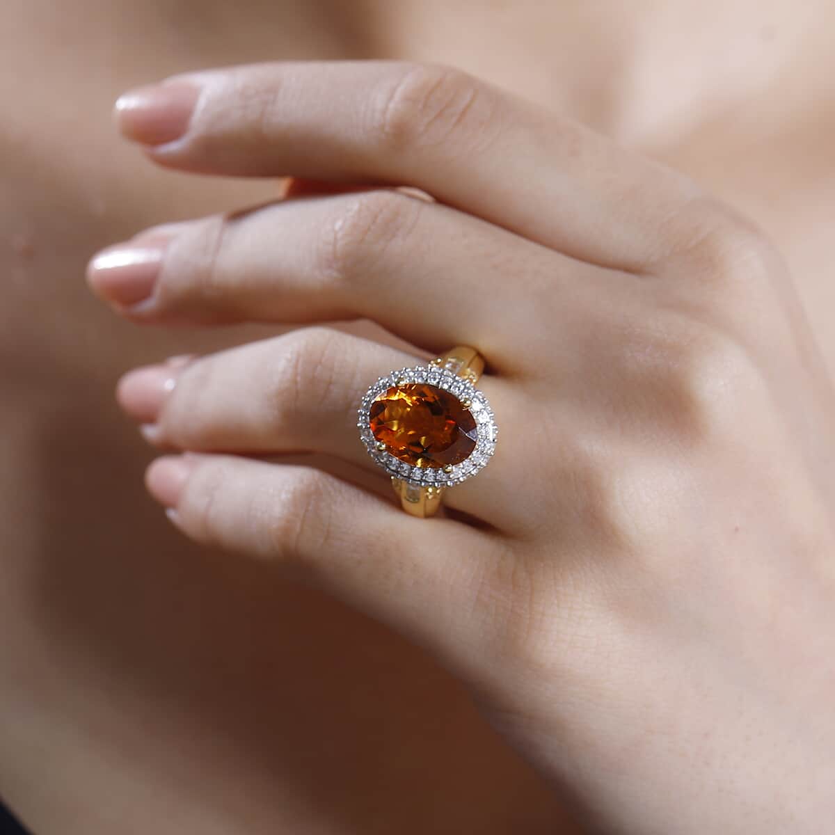 Santa Ana Madeira Citrine and Multi Gemstone 7.00 ctw Ring in 14K Vermeil Yellow Gold Over Sterling Silver (Size 7.0) image number 2