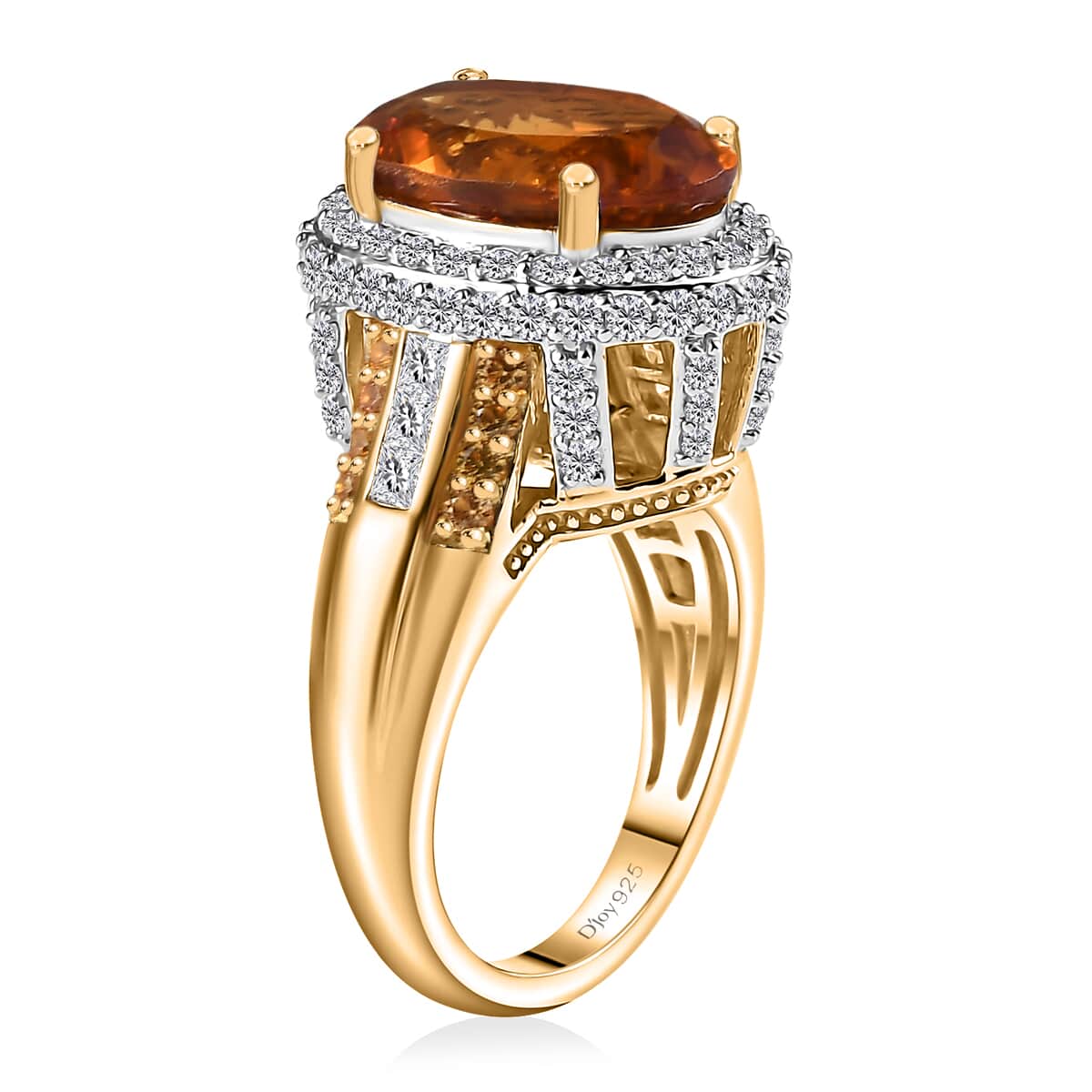 Santa Ana Madeira Citrine and Multi Gemstone 7.00 ctw Ring in 14K Vermeil Yellow Gold Over Sterling Silver (Size 7.0) image number 3