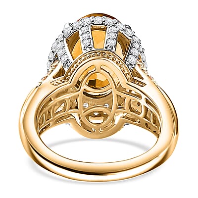 Santa Ana Madeira Citrine and Multi Gemstone 7.00 ctw Ring in 14K Vermeil Yellow Gold Over Sterling Silver (Size 7.0)