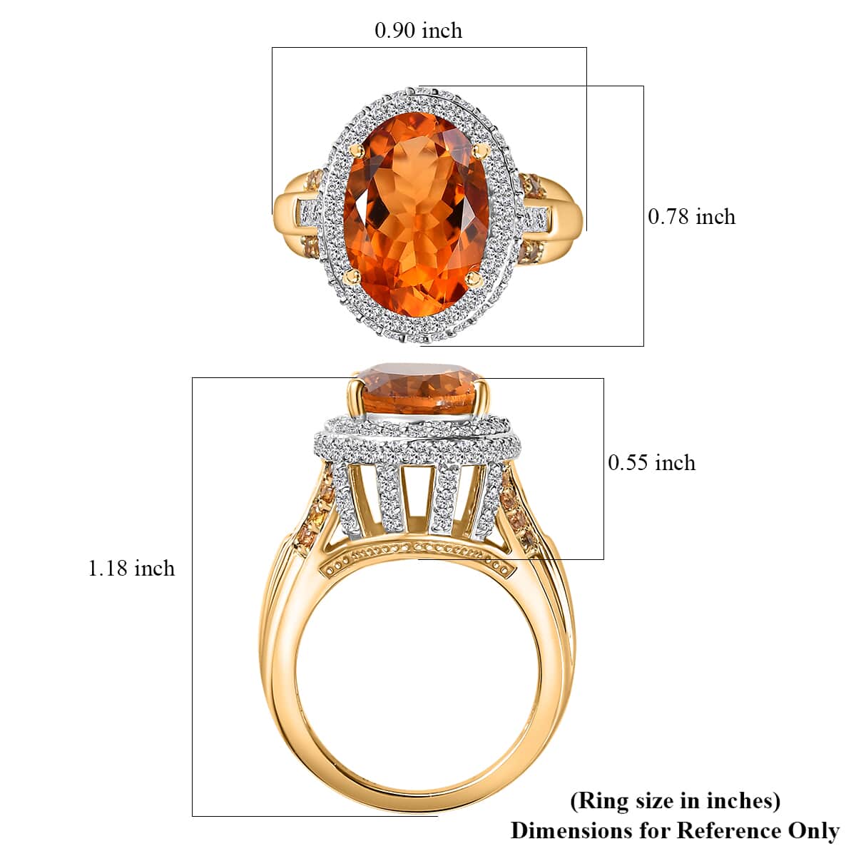 Santa Ana Madeira Citrine and Multi Gemstone 7.00 ctw Ring in 14K Vermeil Yellow Gold Over Sterling Silver (Size 7.0) image number 5