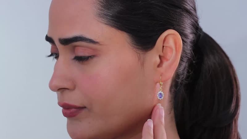 Tanzanite and White Zircon Sunburst Lever Back Earrings in Vermeil Yellow Gold Over Sterling Silver 1.50 ctw