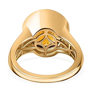 Brazilian Citrine and White Zircon 6.13 ctw Ring in Vermeil Yellow Gold Over Sterling Silver (Size 9)