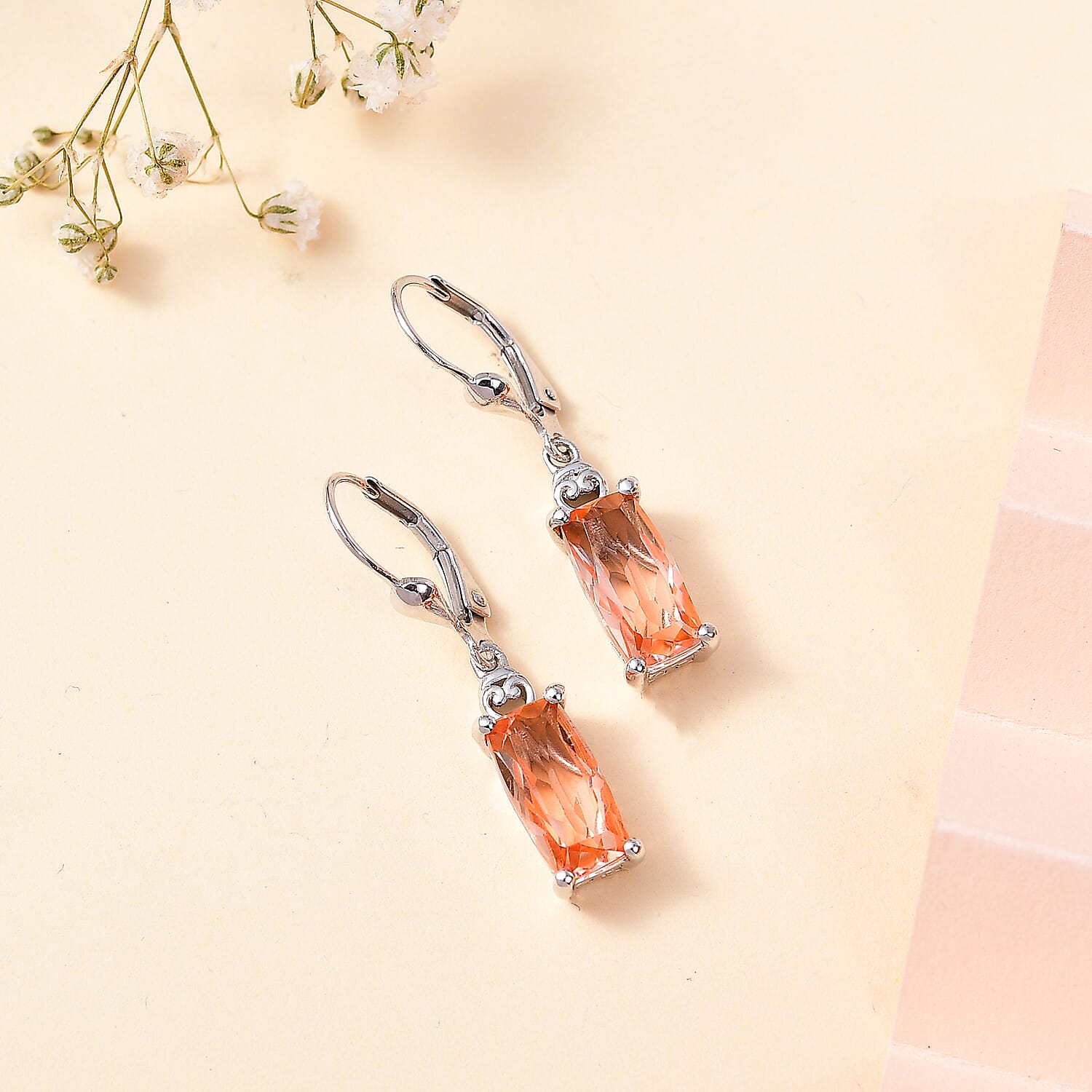Morganique Quartz (Triplet) Lever Back Earrings in Rhodium Over Sterling Silver 5.25 ctw