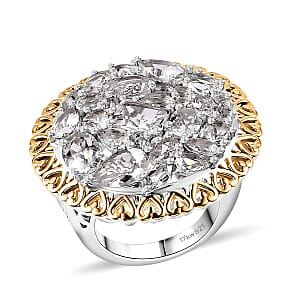 D'Joy Brazilian Petalite Vintage Glamour Ring in 18K Vermeil YG and Rhodium Over Sterling Silver (Size 8.0) 6.50 ctw