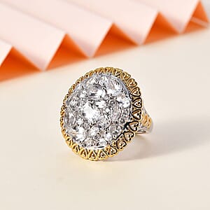 D'Joy Brazilian Petalite Vintage Glamour Ring in 18K Vermeil YG and Rhodium Over Sterling Silver (Size 8.0) 6.50 ctw