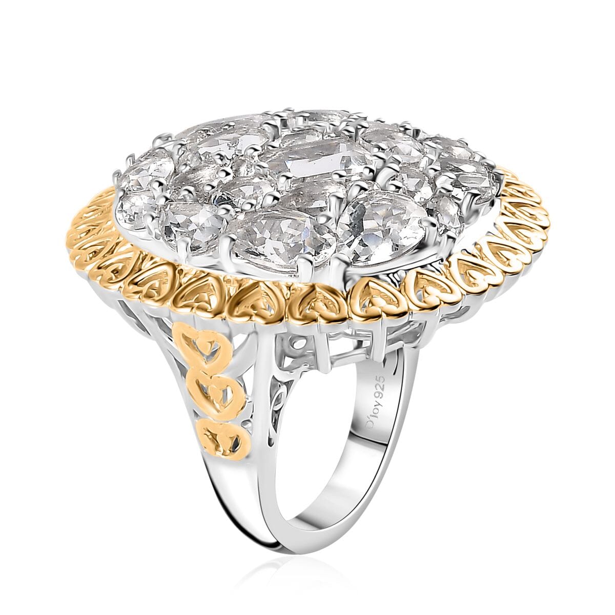Brazilian Petalite Vintage Glamour Ring in 18K Vermeil YG and Rhodium Over Sterling Silver (Size 9.0) 6.50 ctw image number 3