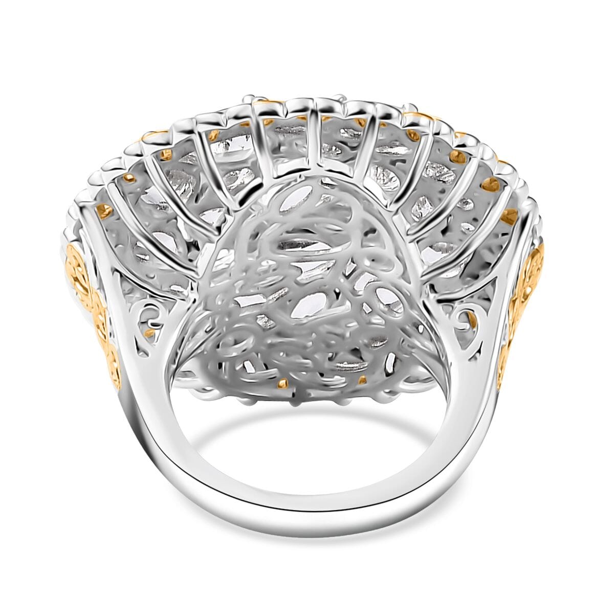 Brazilian Petalite Vintage Glamour Ring in 18K Vermeil YG and Rhodium Over Sterling Silver (Size 9.0) 6.50 ctw image number 4