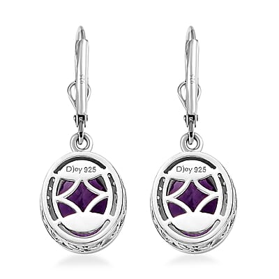 Premium Moroccan Amethyst and White Zircon 5.20 ctw Lever Back Earrings in Platinum Over Sterling Silver