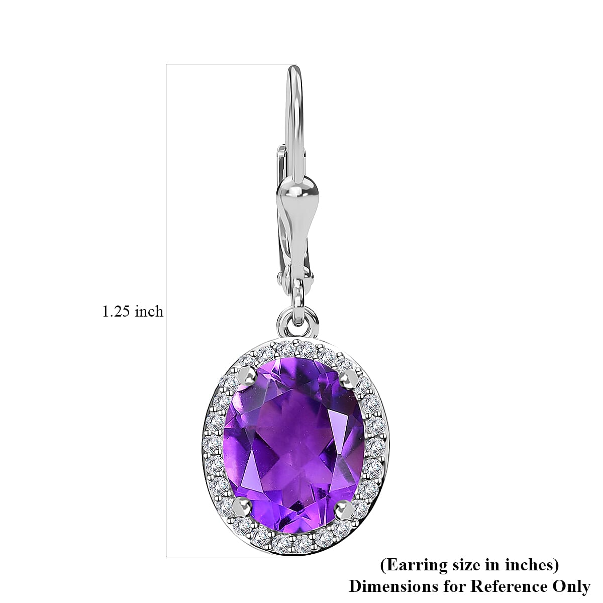 Premium Moroccan Amethyst and White Zircon 5.20 ctw Lever Back Earrings in Platinum Over Sterling Silver
