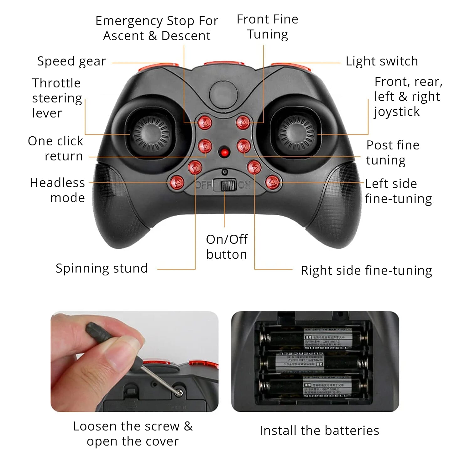 Advanced 2.4GHZ Remote Control Mini Drone - Black