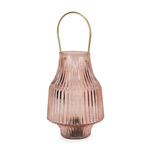 Champagne Ribbed Glass Lamp with a Bulb (2xAAA Battery not include)