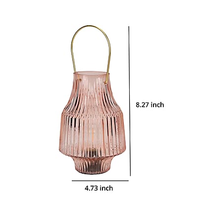Champagne Ribbed Glass Lamp with a Bulb (2xAAA Battery Not Include)