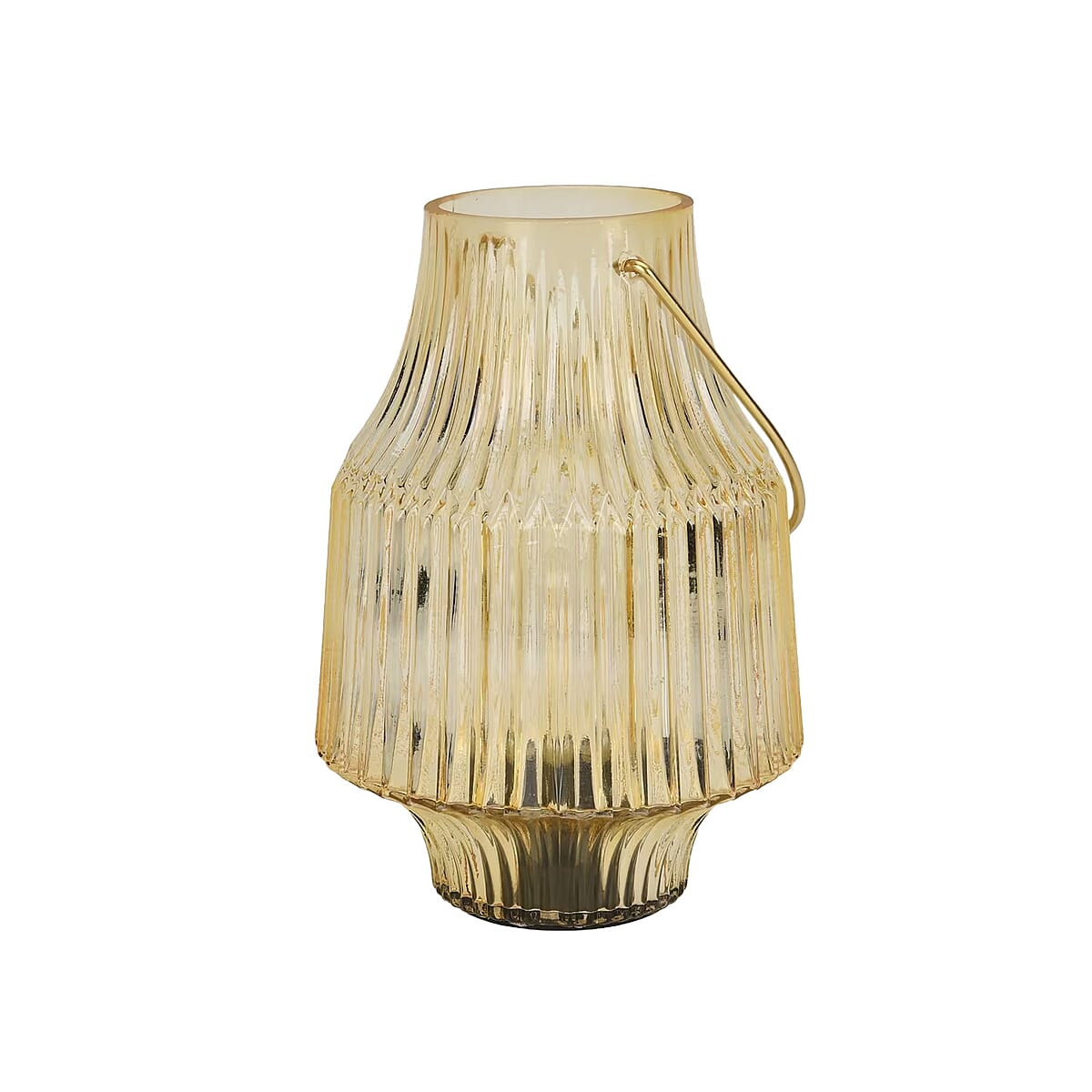 Yellow Ribbed Glass Lamp with a Bulb (2xAAA Battery not include) image number 6