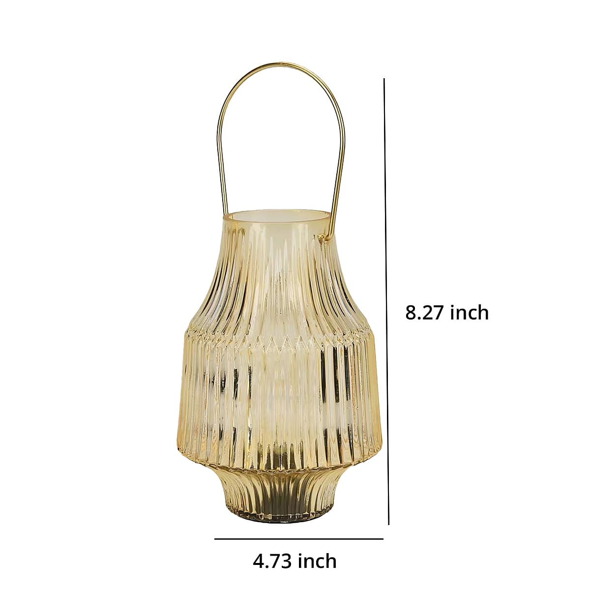 Yellow Ribbed Glass Lamp with a Bulb (2xAAA Battery not include) image number 7
