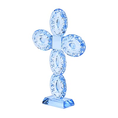 Livmore Blue Decorative Transparent Crystal Cross