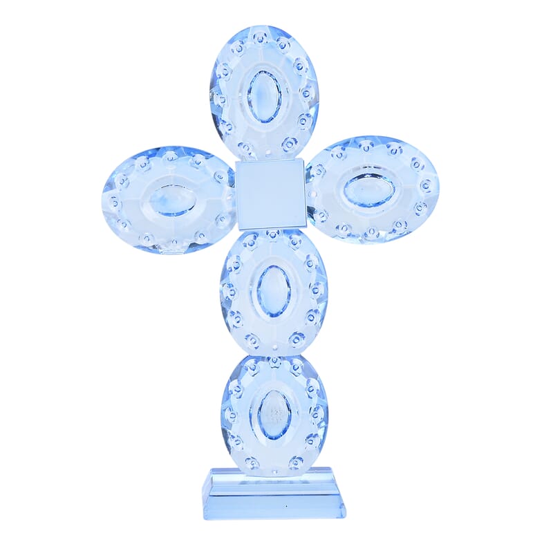 Livmore Blue Decorative Transparent Crystal Cross