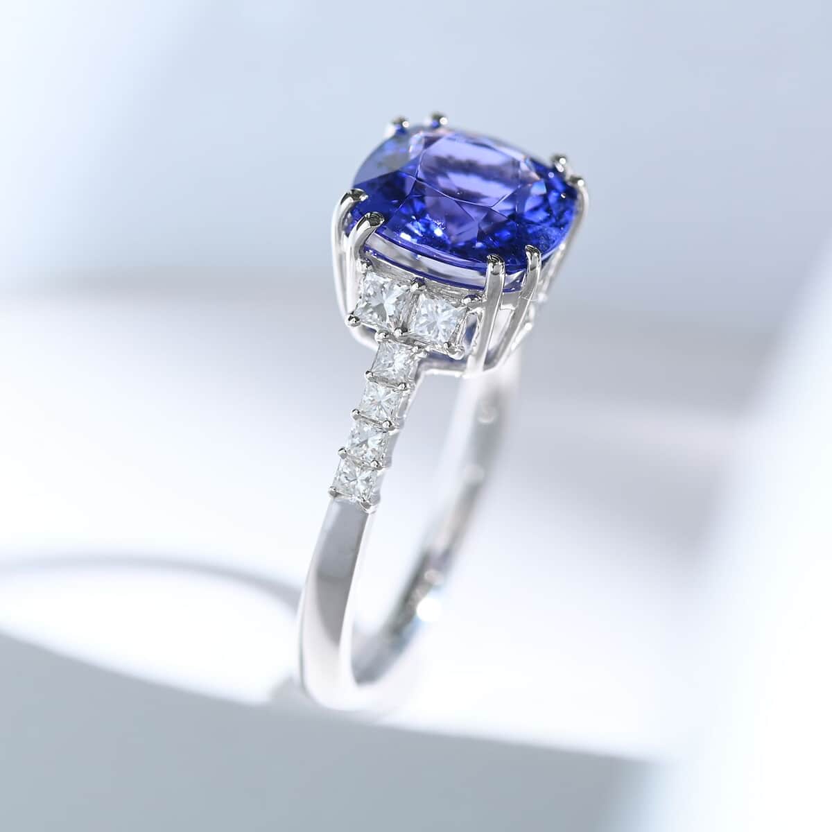 Certified & Appraised Rhapsody AAAA Tanzanite and E-F VS Diamond 4.00 ctw Ring in 950 Platinum (Size 7.0) 5 Grams image number 1