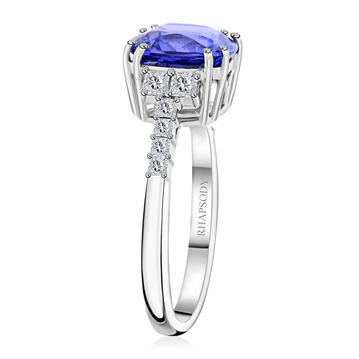 Certified & Appraised Rhapsody AAAA Tanzanite and E-F VS Diamond 4.00 ctw Ring in 950 Platinum (Size 7.0) 5 Grams image number 3