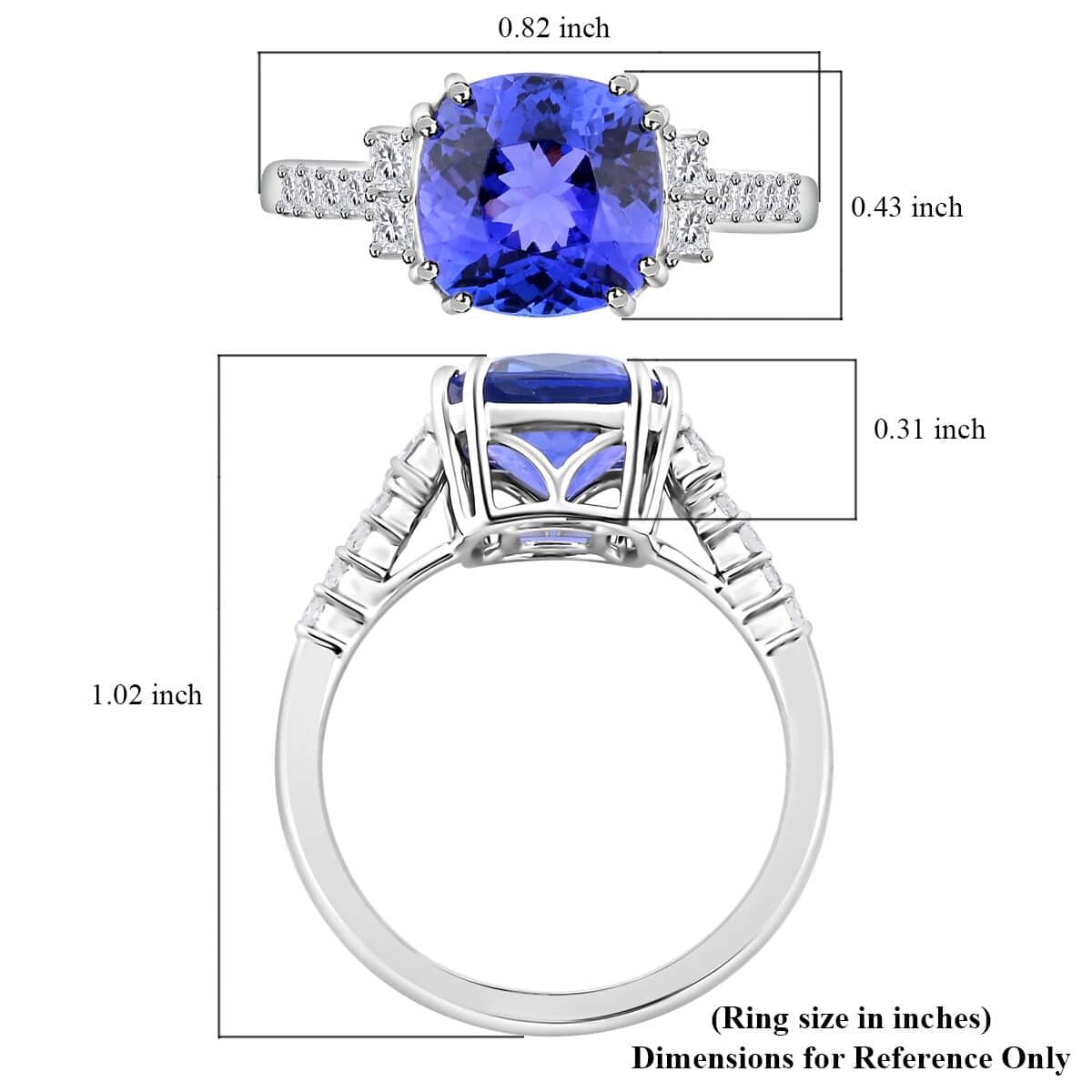 Certified & Appraised Rhapsody AAAA Tanzanite and E-F VS Diamond 4.00 ctw Ring in 950 Platinum (Size 7.0) 5 Grams image number 5