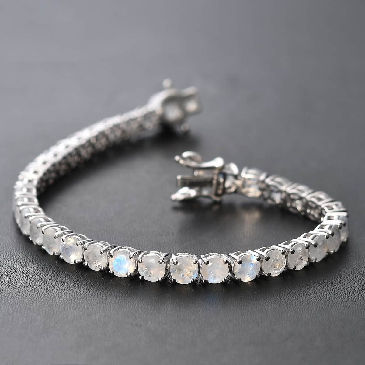 Moon Glow Moonstone and White Zircon Tennis Bracelet in Rhodium Over Sterling Silver (7.25 In) 17.75 ctw image number 2