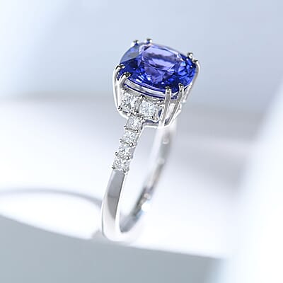Certified & Appraised Rhapsody AAAA Tanzanite and E-F VS Diamond 4.00 ctw Ring in 950 Platinum (Size 10.0) 5 Grams