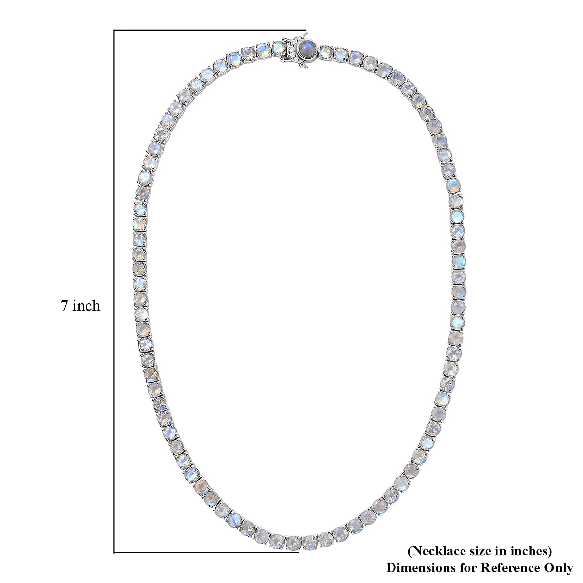 Moon Glow Moonstone and White Zircon Tennis Necklace 18 Inches in Rhodium Over Sterling Silver 45.60 ctw image number 4