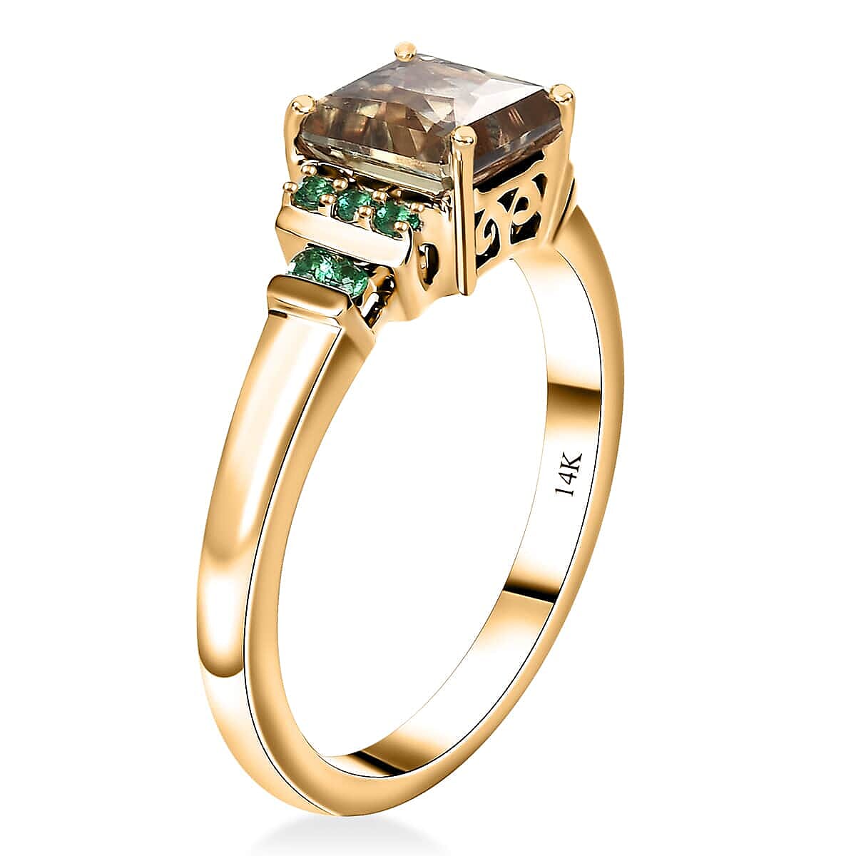 Luxoro 14K Yellow Gold AAA Turkizite and Boyaca Colombian Emerald Ring 4.30 Grams 2.30 ctw