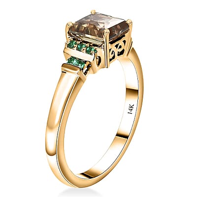 Luxoro 14K Yellow Gold AAA Turkizite and Boyaca Colombian Emerald Ring 4.30 Grams 2.30 ctw