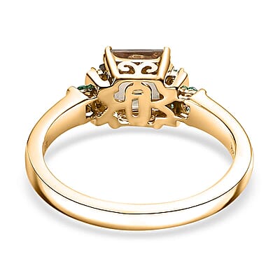 Luxoro 14K Yellow Gold AAA Turkizite and Boyaca Colombian Emerald Ring 4.30 Grams 2.30 ctw
