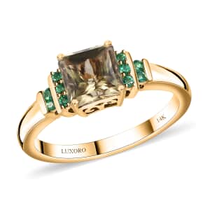 Luxoro 14K Yellow Gold AAA Turkizite and Boyaca Colombian Emerald Ring (Size 9.0) 4.30 Grams 2.30 ctw