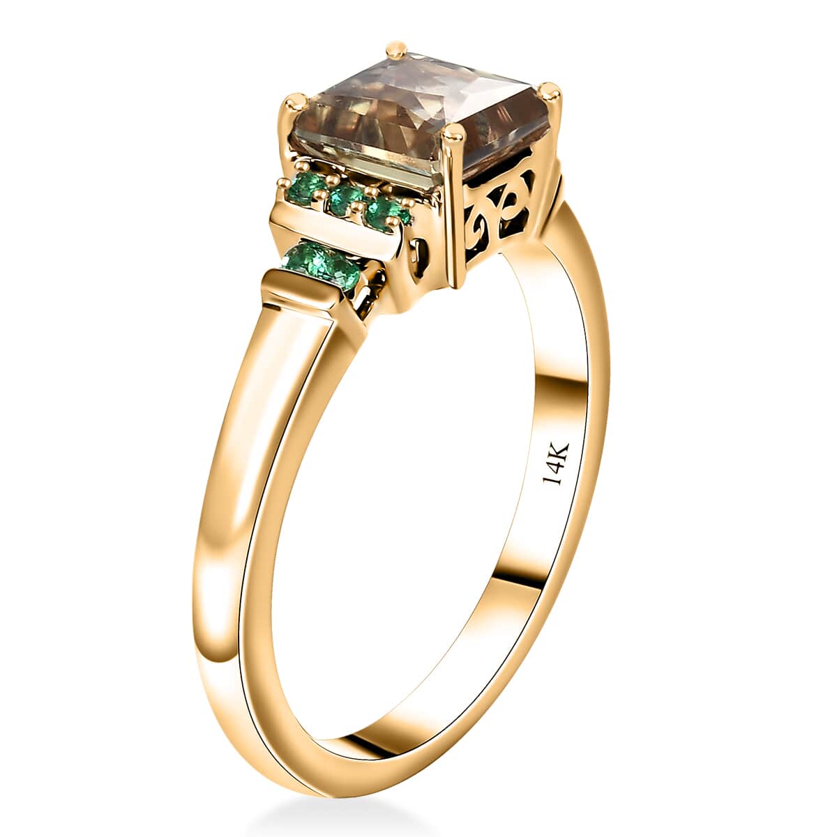 Luxoro 14K Yellow Gold AAA Turkizite and Boyaca Colombian Emerald Ring (Size 9.0) 4.30 Grams 2.30 ctw image number 3