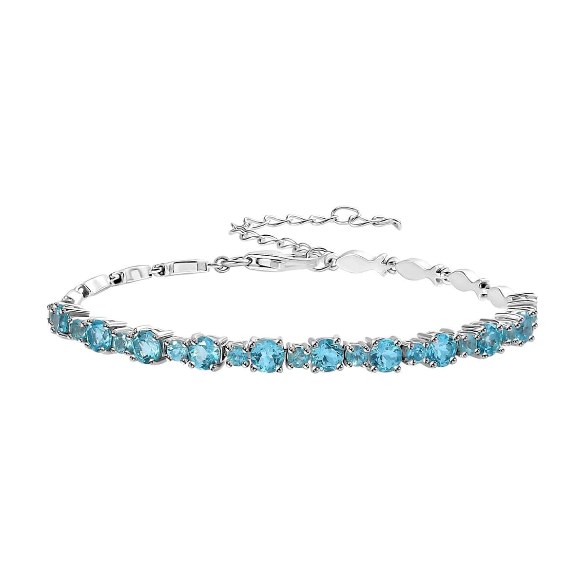 Betroka Blue Apatite Fish and Bubble Bracelet in Rhodium Over Sterling Silver (6.50-8.50In) 4.00 ctw image number 0