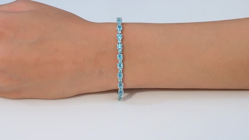 Batroke Blue Apatite Bracelet in Rhodium Over Sterling Silver (6.50 In) 4.00 ctw
