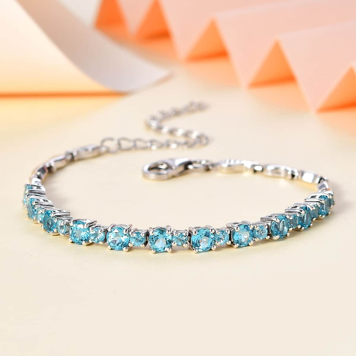 Betroka Blue Apatite Fish and Bubble Bracelet in Rhodium Over Sterling Silver (6.50-8.50In) 4.00 ctw image number 1