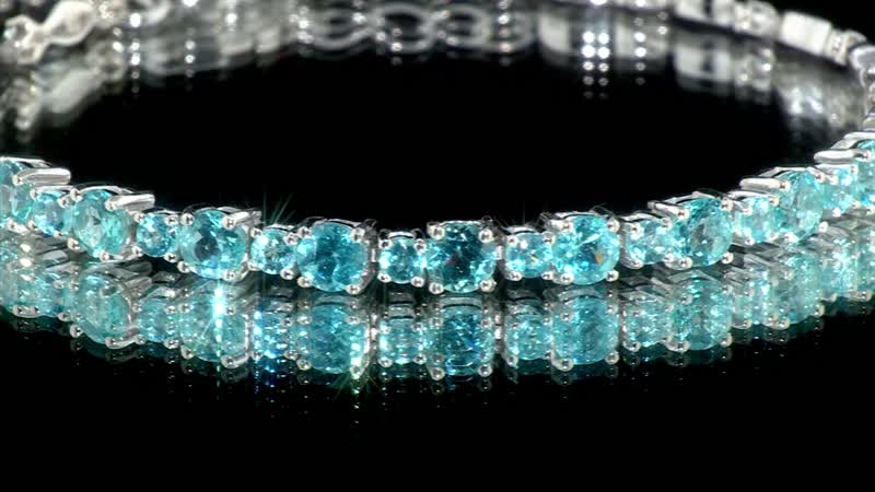 Batroke Blue Apatite Bracelet in Rhodium Over Sterling Silver (6.50 In) 4.00 ctw