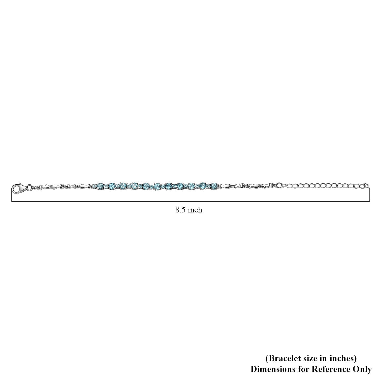 Betroka Blue Apatite Fish and Bubble Bracelet in Rhodium Over Sterling Silver (6.50-8.50In) 4.00 ctw