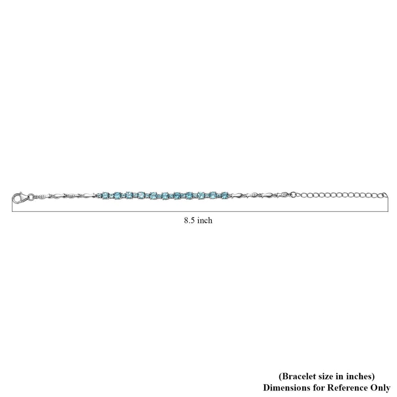 Betroka Blue Apatite Fish and Bubble Bracelet in Rhodium Over Sterling Silver (6.50-8.50In) 4.00 ctw