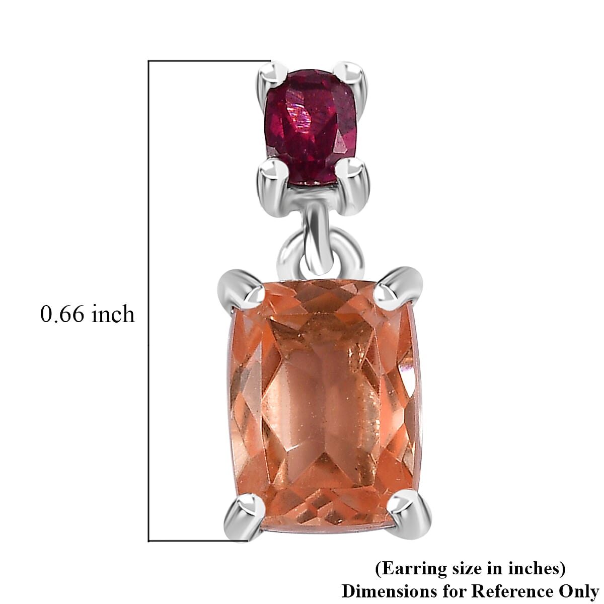 Morganique Quartz (Triplet) and Orissa Rhodolite Garnet Drop Earrings in Rhodium Over Sterling Silver 3.75 ctw