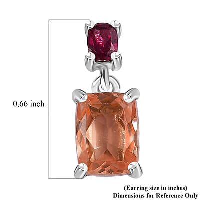 Morganique Quartz (Triplet) and Orissa Rhodolite Garnet Drop Earrings in Rhodium Over Sterling Silver 3.75 ctw