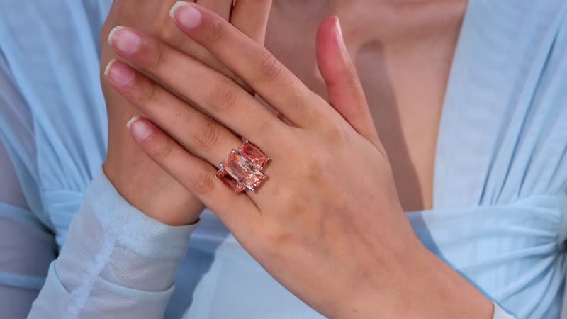 Morganique Quartz Trilogy Ring in Rhodium Over Sterling Silver (Size 8.0) 17.85 ctw