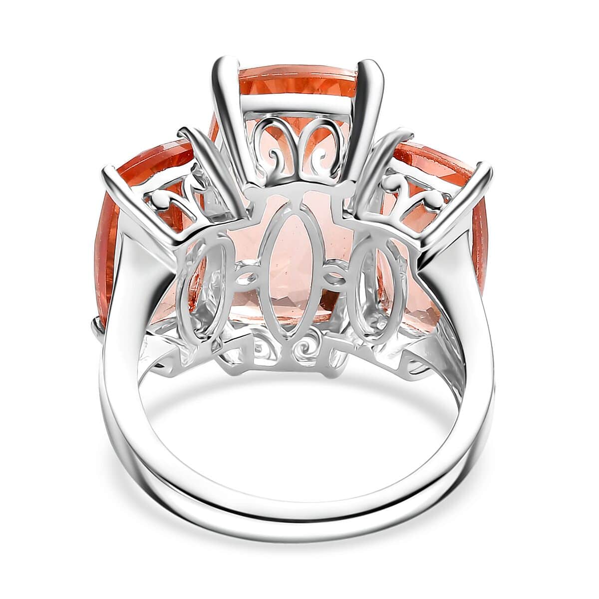 Morganique Quartz Trilogy Ring in Rhodium Over Sterling Silver (Size 8.0) 17.85 ctw image number 4