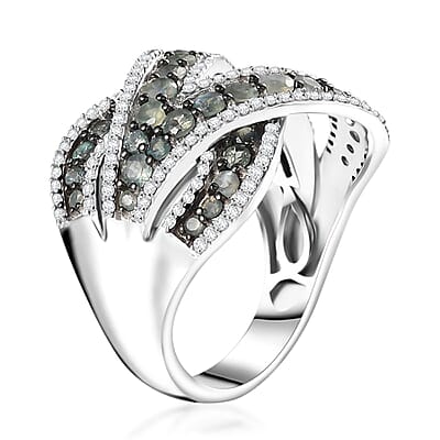 Narsipatnam Alexandrite and Moissanite Overbridge By-pass Ring in Rhodium Over Sterling Silver (Size 6.0) 3.75 ctw