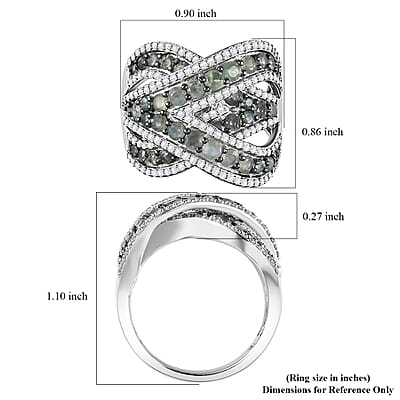 Narsipatnam Alexandrite and Moissanite Overbridge By-pass Ring in Rhodium Over Sterling Silver (Size 6.0) 3.75 ctw