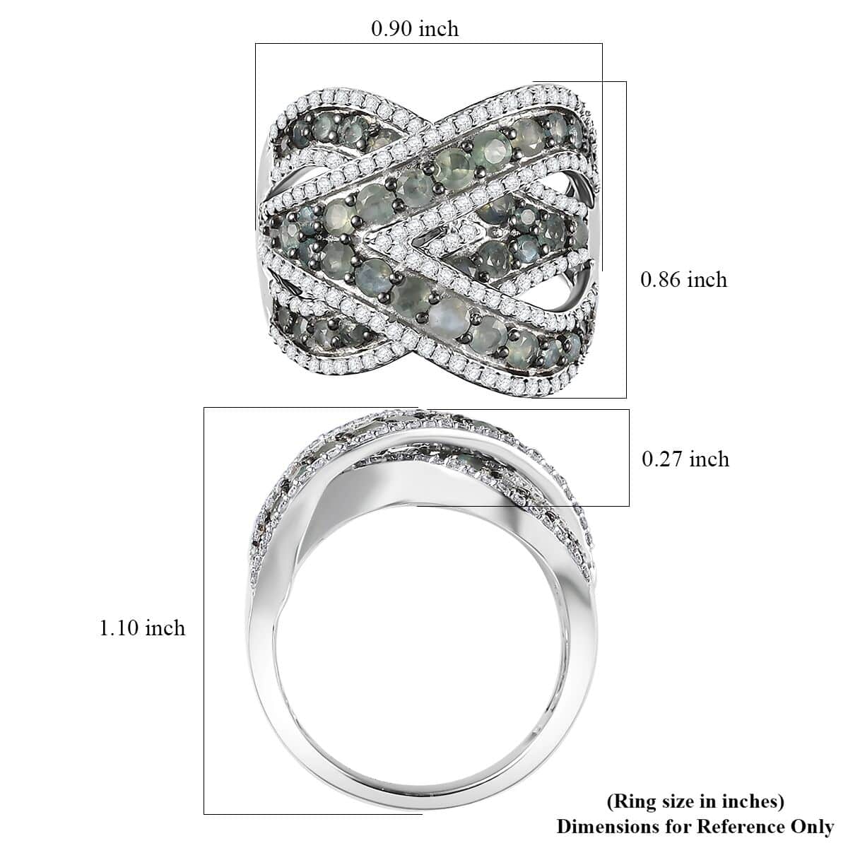 Narsipatnam Alexandrite and Moissanite Overbridge By-pass Ring in Rhodium Over Sterling Silver (Size 7.0) 3.75 ctw image number 5