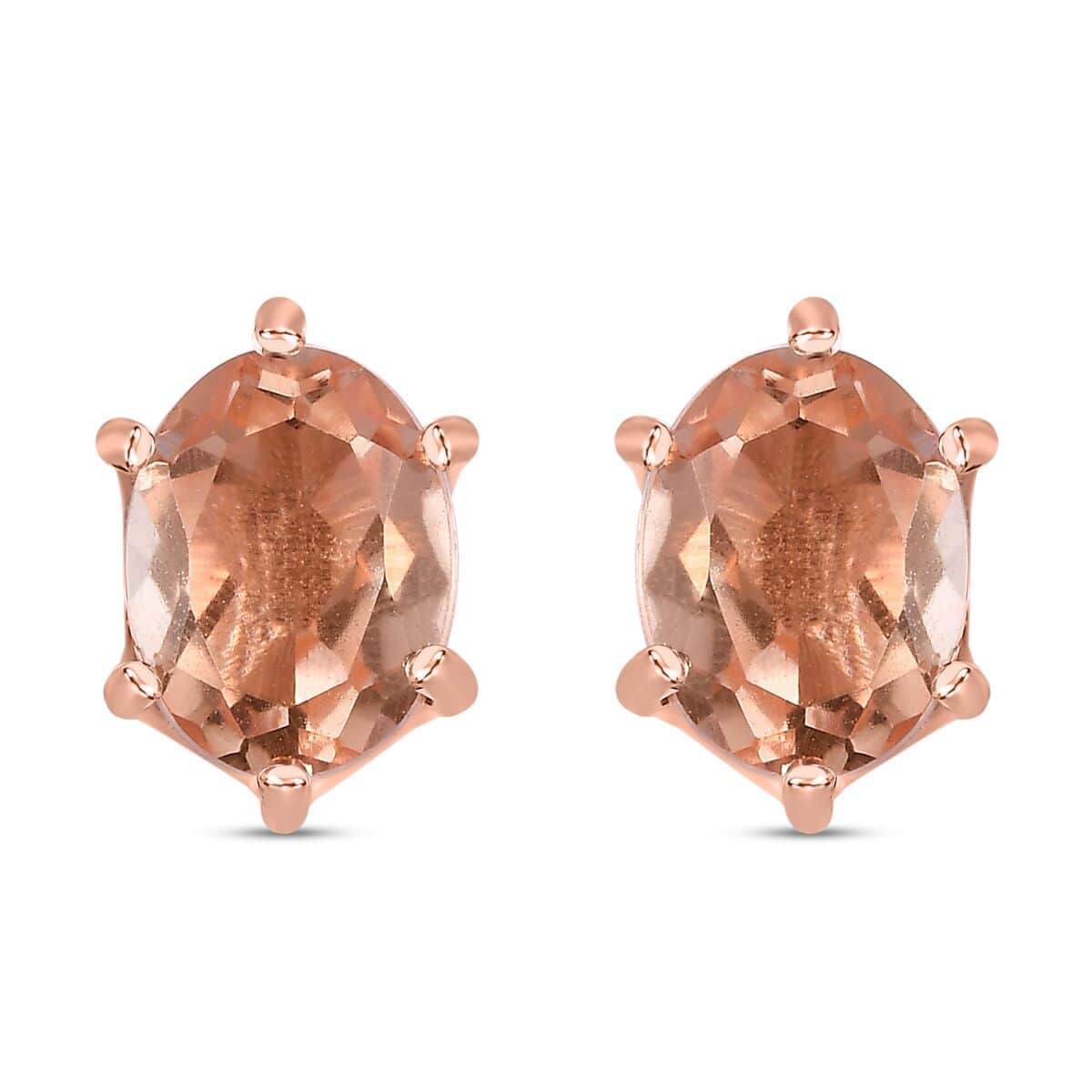 Morganique Quartz (Triplet) Solitaire Stud Earrings in 18K Vermeil Rose Gold Over Sterling Silver 3.10 ctw image number 0