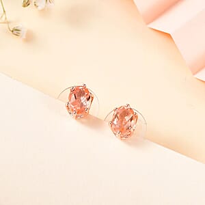 Morganique Quartz (Triplet) Solitaire Stud Earrings in 18K Vermeil Rose Gold Over Sterling Silver 3.10 ctw