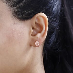 Morganique Quartz (Triplet) Solitaire Stud Earrings in 18K Vermeil Rose Gold Over Sterling Silver 3.10 ctw