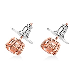 Morganique Quartz (Triplet) Solitaire Stud Earrings in 18K Vermeil Rose Gold Over Sterling Silver 3.10 ctw